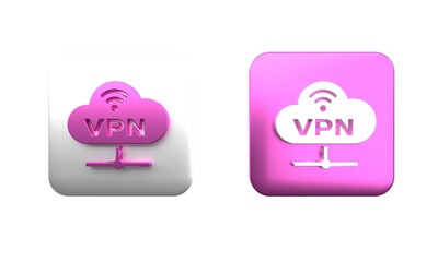 Poster - colorful vpn network cloud connection icon isolated on white background. social technology. cloud co