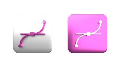 Poster - Colorful Bezier curve icon isolated on white background. Pen tool icon. Square button. 3D render illustration