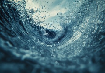 Poster - Dynamic Underwater Scene Capturing the Fluid Motion of Waves and Bubbles in a Serene Ocean Environment with Dramatic Light and Texture