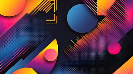 Poster - A mix of rainbow static, glitch effects, and geometric shapes on a modern background