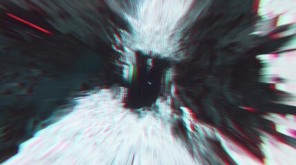 Poster - A mix of rainbow static, glitch effects, and geometric shapes on a modern background.