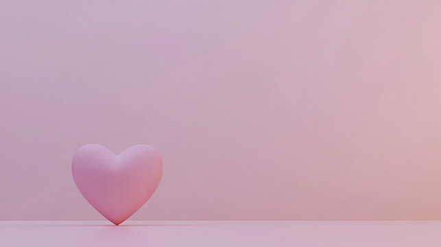 Pale pink heart shape in the top corner of a light background, creating a minimalist yet romantic design Valentine's day horizontal web banner, sale flyer, advert, greeting card