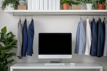 Aufkleber - Modern home office setup featuring business clothes and minimalist decor