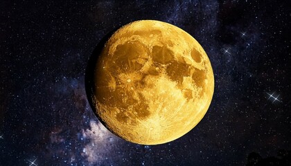 Wall Mural - radiant yellow moon glowing brightly against a velvety black sky creating a stunning contrast that s