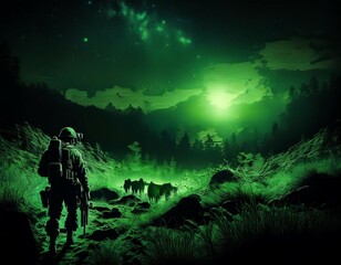 Wall Mural - tactical night vision with green overlay effect