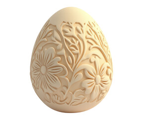 Wall Mural - Easter egg with 3D textured relief design on pure flat white background. PNG transparent.