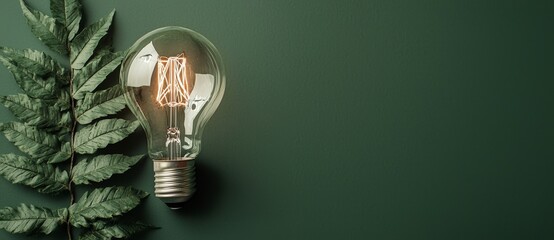 Poster - Sustainable and Renewable energy. Stock lightbulb banner.
