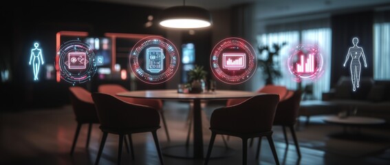 Poster - Present a visually stunning image of a smart home filled with connected devices and appliances using stock.