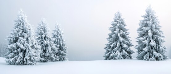 Aufkleber - Background of a winter white forest covered with snow for Christmas