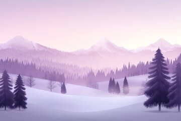 Poster - Landscape of a Christmas tree at sunset in the winter mountains