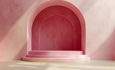 Leinwandbilder - With pedestal, podium, and round stage in Chinese beige luxury