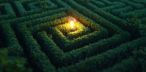 Aufkleber - A beautifully illuminated maze made of grass, captured in a stunning image perfect for creative projects.