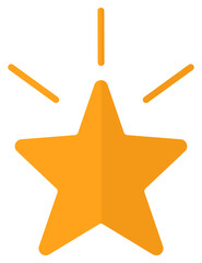 Wall Mural - Yellow shiny star flat icon isolated on white background.