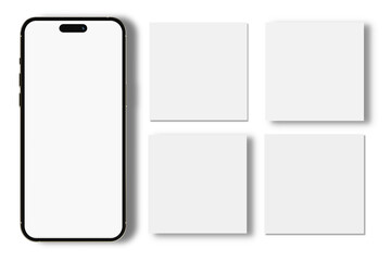 Wall Mural - smartphone mockup with social media post interface mockup. social media mobile app page template des