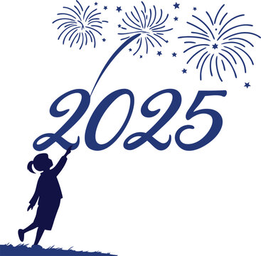 Happy New Year 2025, Vector illustration and white background