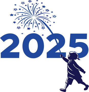 Happy New Year 2025, Vector illustration and white background