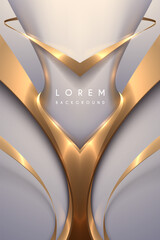 Fototapete - White and gold abstract shapes background
