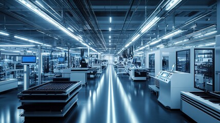 Poster - A high-tech factory filled with machines programmed for precise manufacturing.