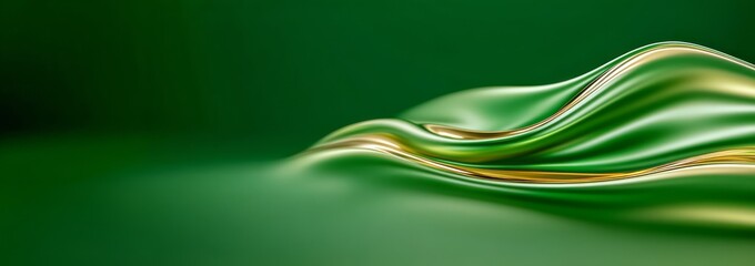 Poster - Soft green and gold waves ripple gently, creating a serene and elegant atmosphere
