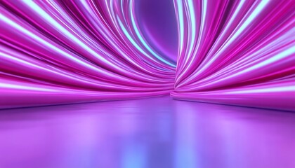 Poster - Bright curves create a vibrant tunnel with glowing lights and a reflective surface