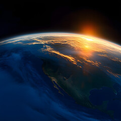 Wall Mural - sunrise over the earth in outer space