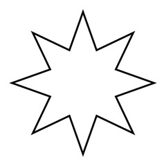 Wall Mural - star shape symbol, black and white vector silhouette illustration of simple eight pointed star