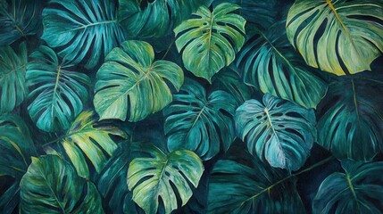 Green leaf texture background. Generative AI