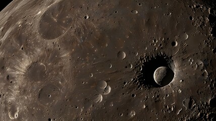 Wall Mural - close-up view of the Moon’s surface showing detailed craters under sharp lighting