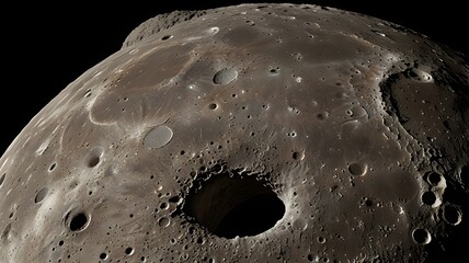 Wall Mural - close-up view of the Moon’s surface showing detailed craters under sharp lighting
