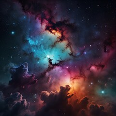 Wall Mural - vibrant galaxy with colorful nebula clouds and bright stars