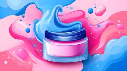 Poster - Creative skincare products abstract design digital illustration colorful swirls modern art concept