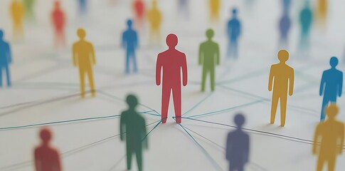 Poster - Colorful paper figures connected by lines