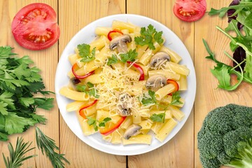 Wall Mural - Tasty fresh Pasta dish with Creamy sauce