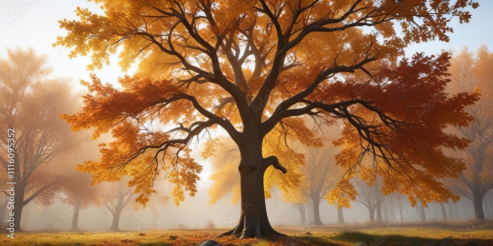 Deciduous tree in autumn with changing leaves, change, color Stock ...