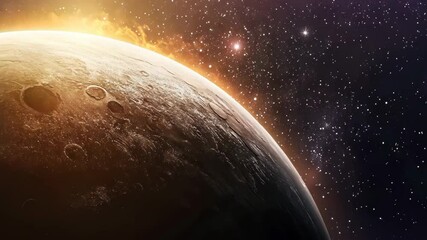 Wall Mural - Vast expanse of space with a distant planet illuminated by a star