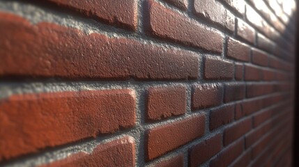 Poster - textured red brick wall close up showcasing the intricate details and arrangement of bricks in a str