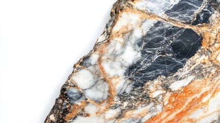 Poster - hornblende marble texture piece isolated on white background showcasing unique patterns and colors i