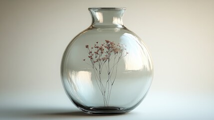 Poster - elegant glass vase with delicate flower silhouette on a soft white background perfect for minimalist