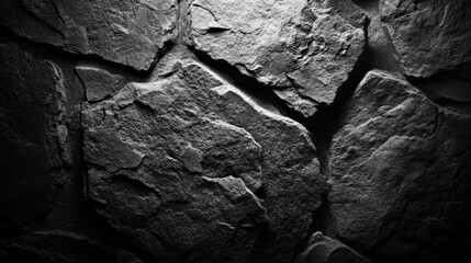 Poster - grungy grey concrete wall with textured black stone background showcasing rough and weathered surfac