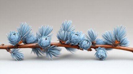 Sticker - blue fir branch with distinctive blue needles and cones isolated on a light background for nature and botanical themes