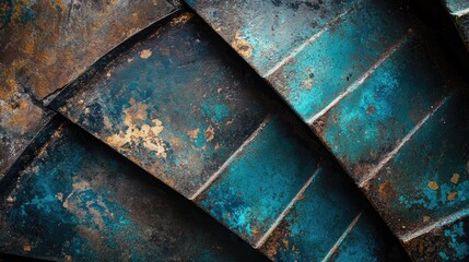 Poster - textured metal surface with vibrant patina ideal for background design or graphic projects showcasin