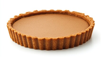Aufkleber - Empty baked tartlet on a white background showcasing its textured crust and smooth filling perfect for desserts or culinary presentations.
