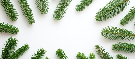 Poster - Festive fir tree wreath arranged beautifully against a clean white background for holiday decoration themes