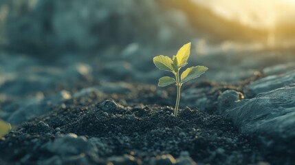 Wall Mural - plant growing dirt. generative ai