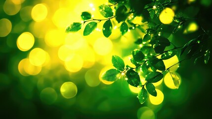 Poster - sunlight filtering through leaves with bokeh effect in autumn season highlighting nature's vibrant c