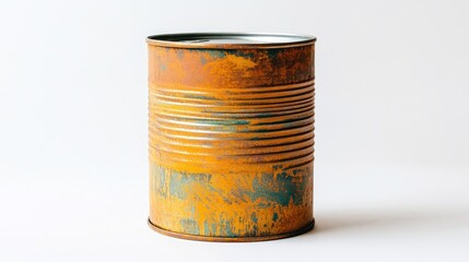 Poster - rusty tin can isolated on a clean white background showcasing vintage texture and colors for creativ