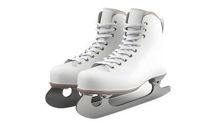 Pair of white ice skates isolated on transparent or white background