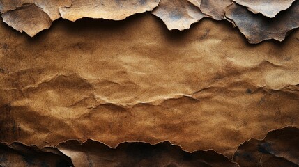 Aufkleber - Textured brown cardboard surface with crumpled details and stains ideal for creative design backgrounds and artistic projects.