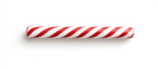 Poster - Candy cane striped stick viewed from above on a clean white background perfect for festive and holiday-themed designs and advertisements