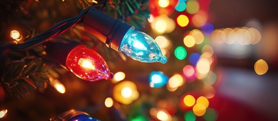 Poster - Blurred Christmas lights creating a vibrant bokeh effect for a festive and colorful abstract holiday background image